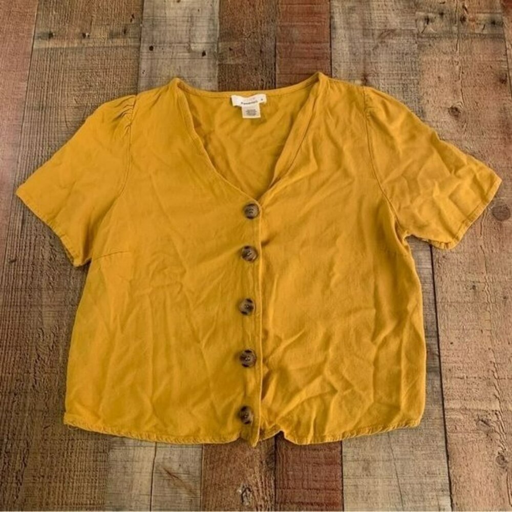 Urban Romantics yellow button up blouse medium